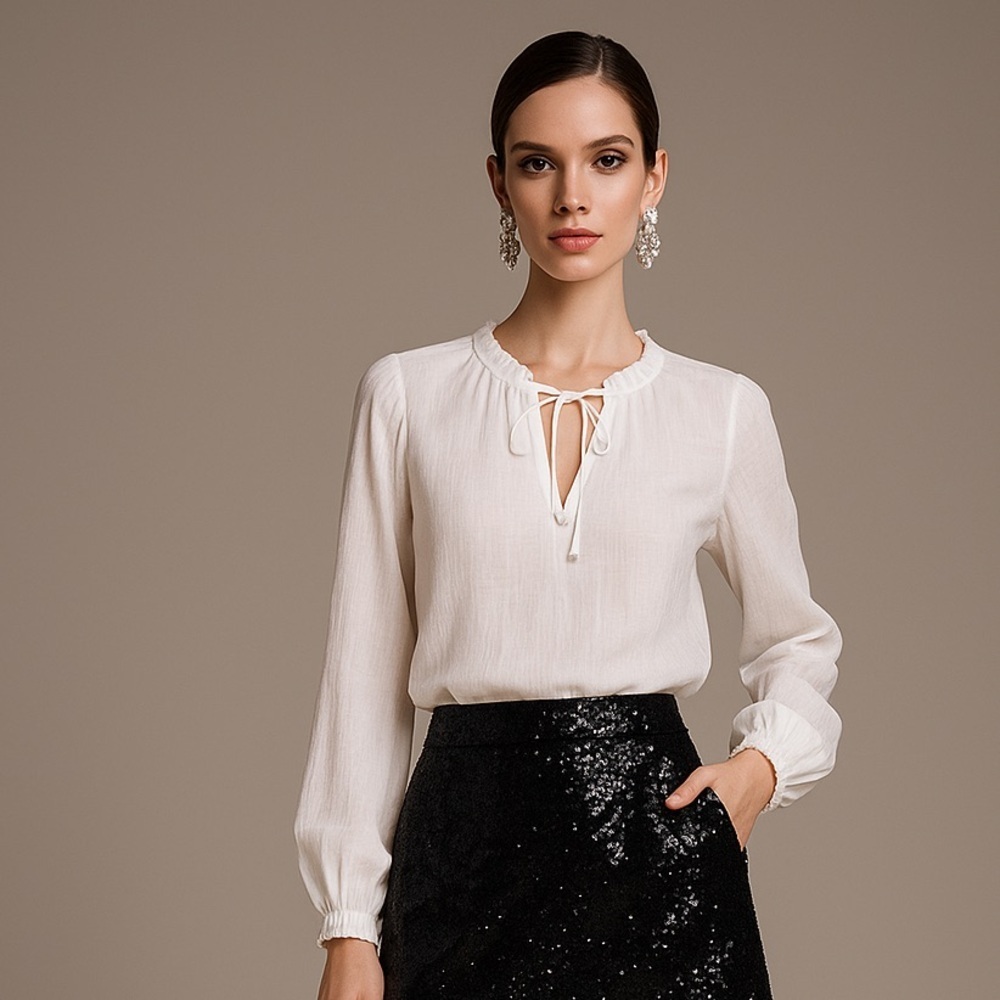 👚 Michael Kors White Bohemian Boho Style Top - Size Medium 🌟 - Picture 4 of 14